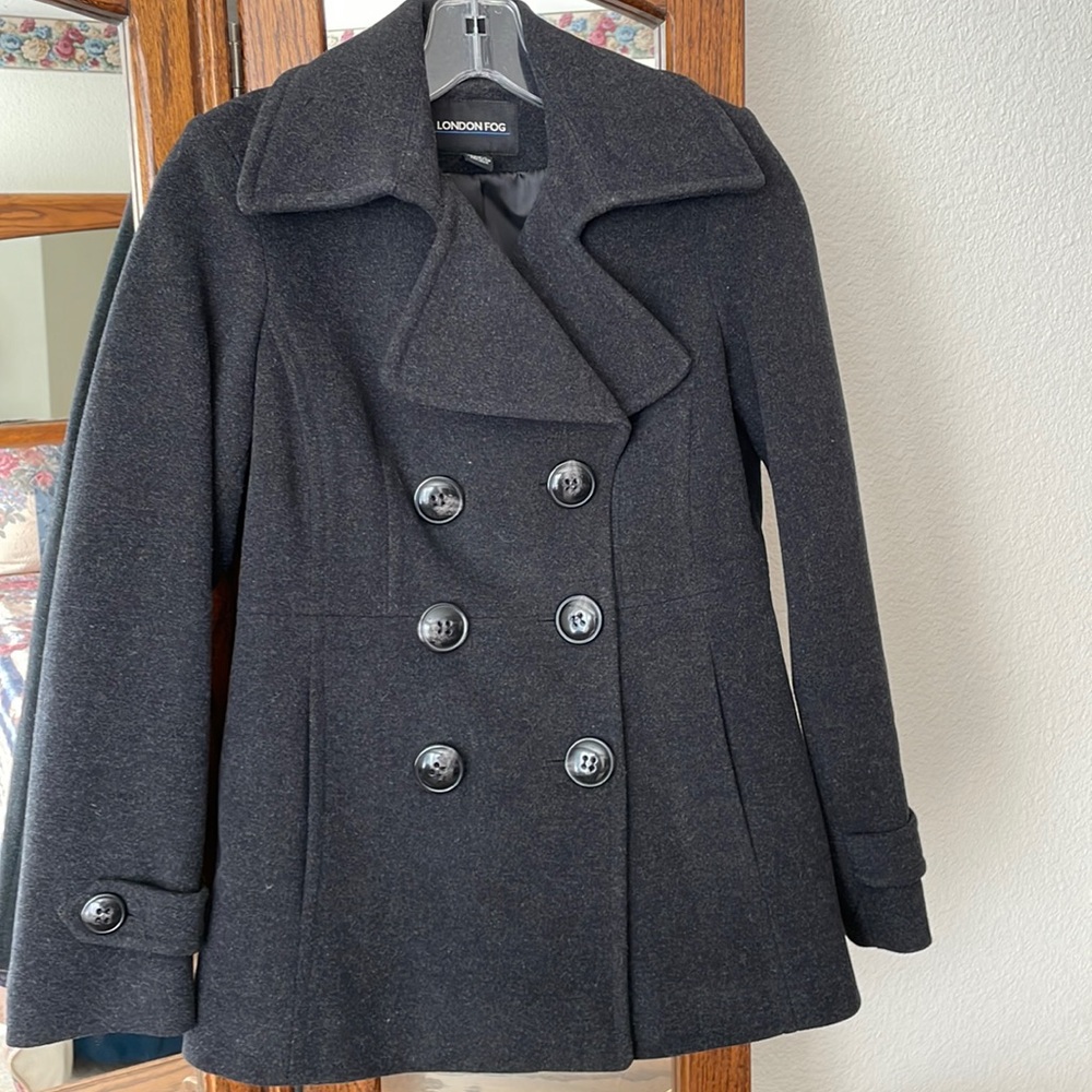 London Fog Black Double breasted Pea Coat